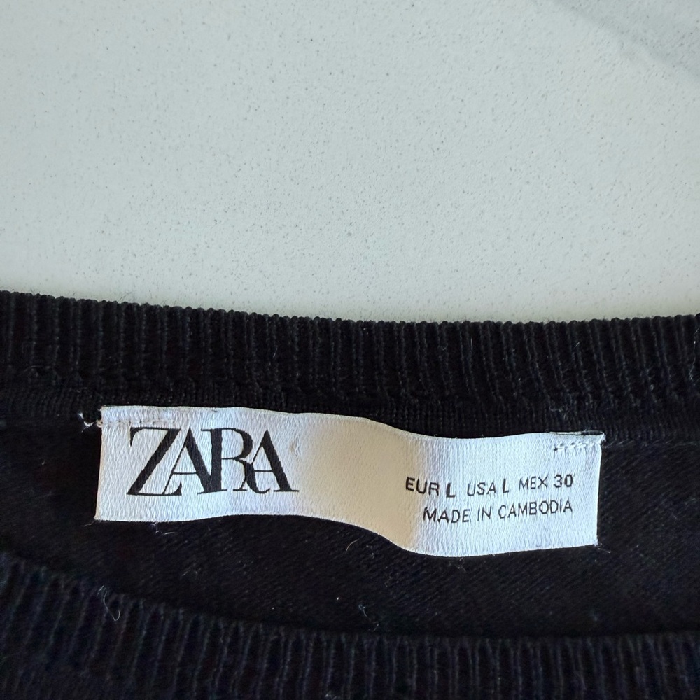 Zara Basic Black Pullover Lightweight Knit Fabric… - image 3